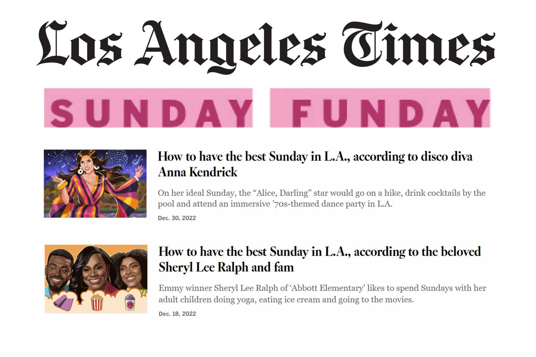 The Los Angeles Times Newspaper Launches a “Sunday Funday” Section in
